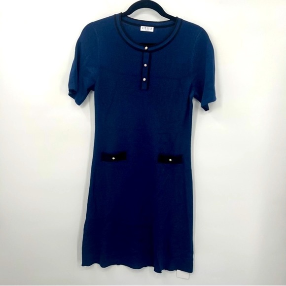 NWT Claudie Pierlot Mini Knit Sweater Short Sleeve Dress Preppy Bodycon Sheath M - Picture 6 of 10